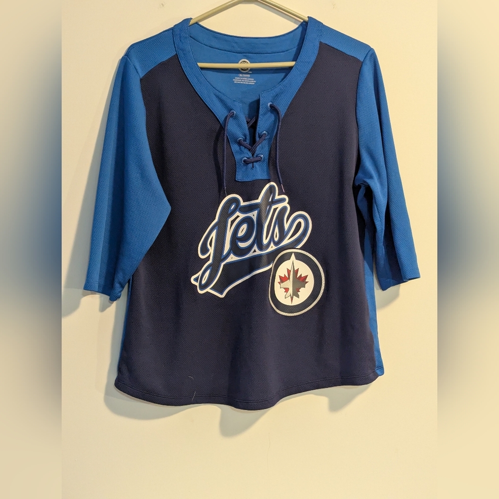 NHL Winnipeg Jets hockey jersey. Women's. Lace At Neck. 3/4 Sleeves